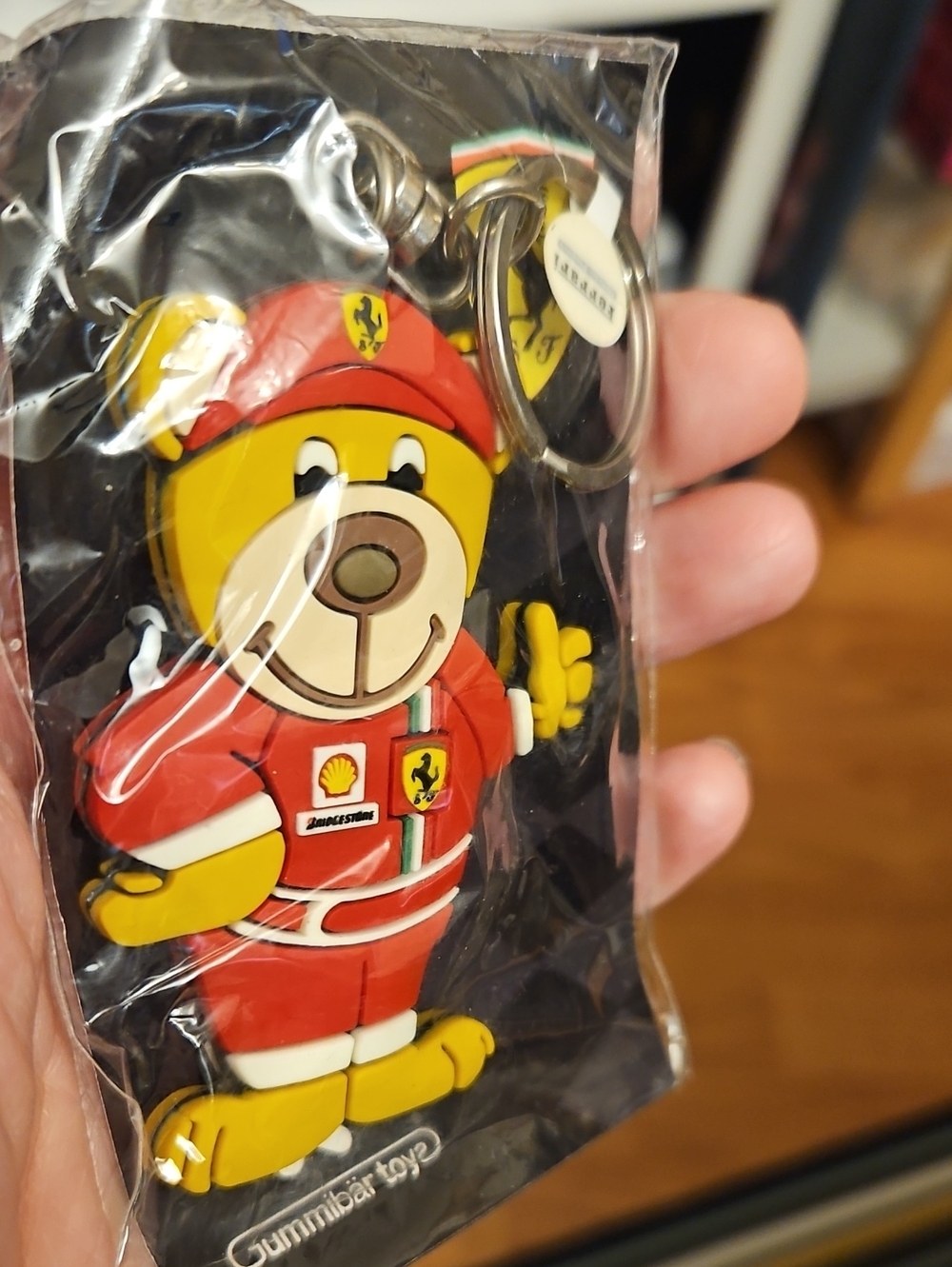 Ferrari Yellow & Red Bear Keychain Rubber Bag Charm
